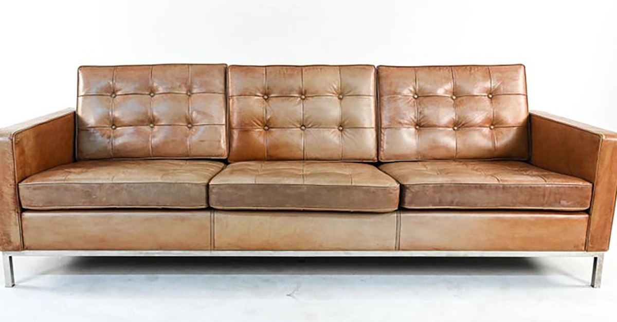 Florence Knoll, "Sofa Model 2550", Leather and chrome, Pennsylvania, 1972.
