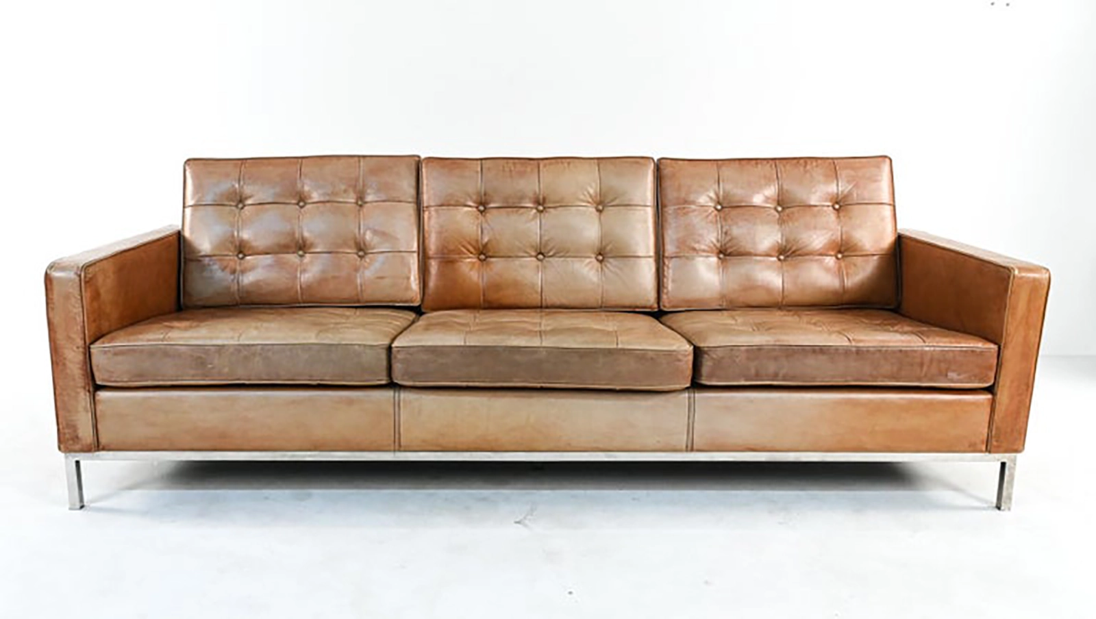 Florence Knoll, "Sofa Model 2550", Leather and chrome, Pennsylvania, 1972.