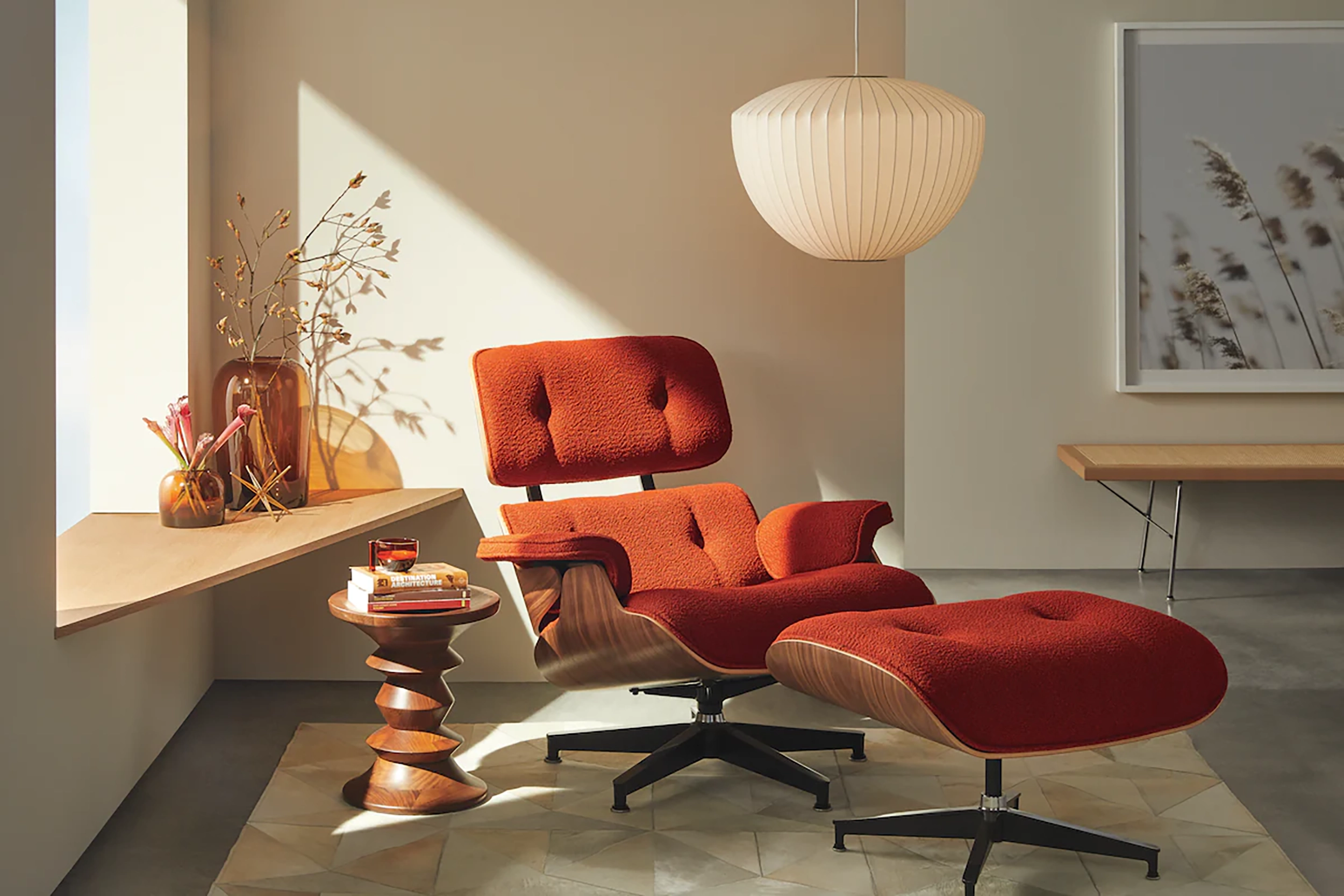 Charles and Ray Eames, "Eames Lounge Chair", Leather and wood, Los Angeles, 1956.