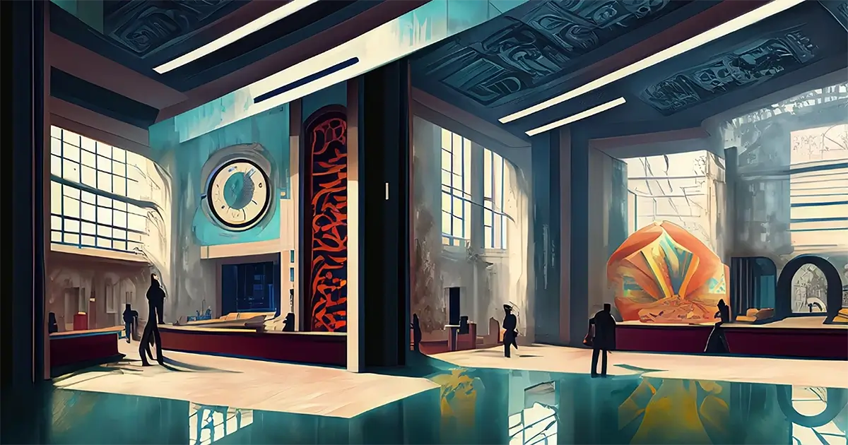 Artist interpretation of postmodernism design for art history article. 