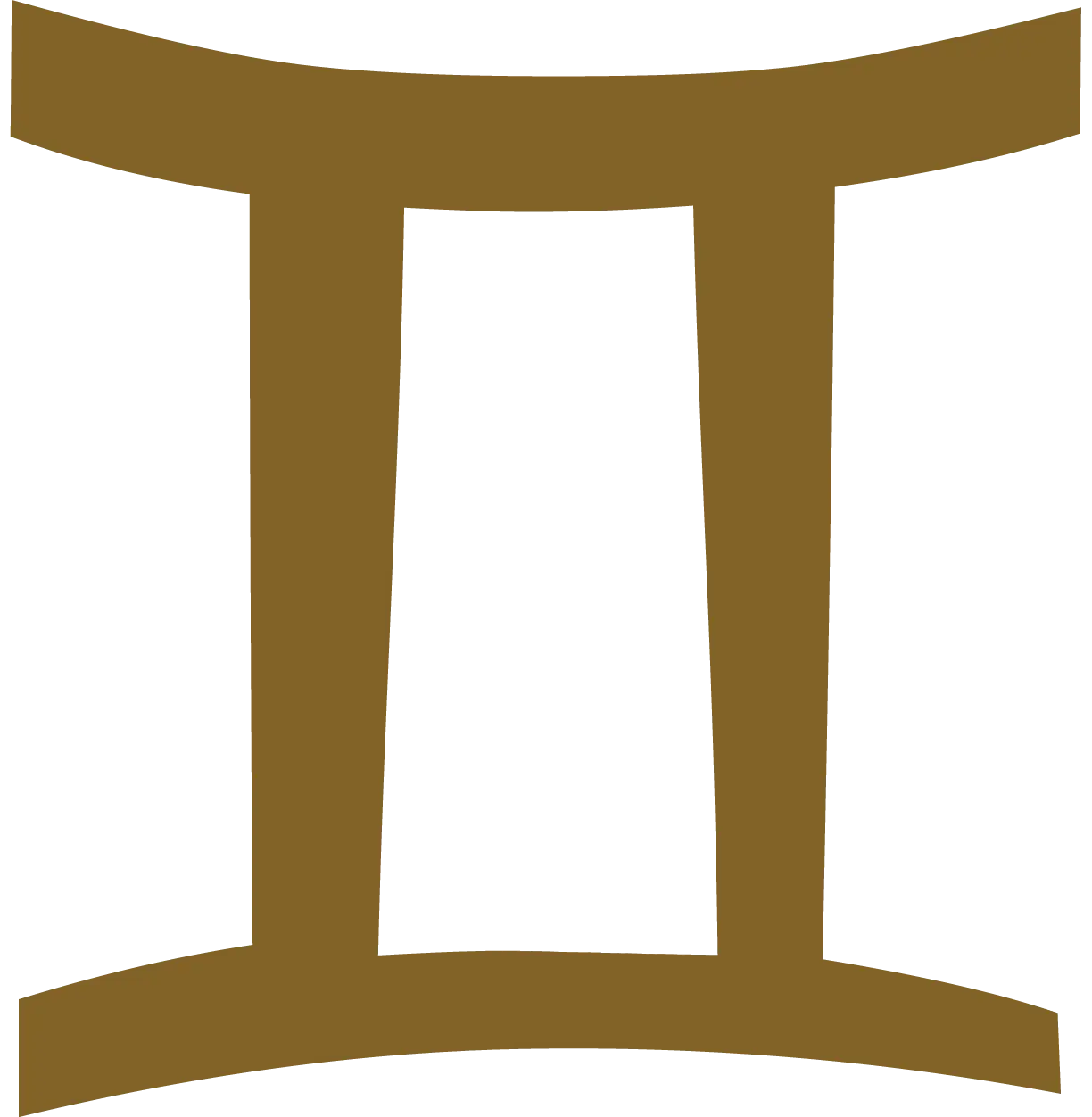 gold digital illustration of zodiac symbol for Gemini; made for this site page