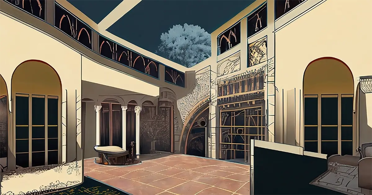 Artist interpretation of Art Deco design for art history article. Luxury and opulence. 